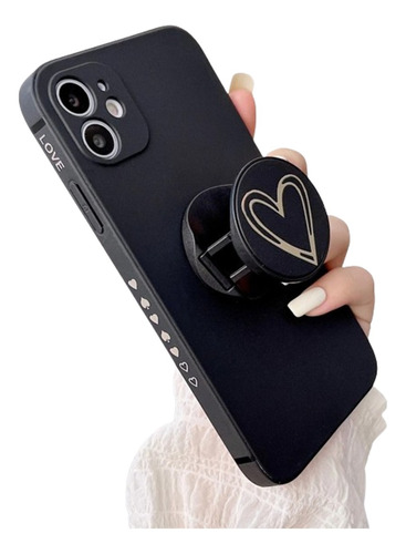 Forro Para iPhone XR Negro Love Con Popsocket De Corazon