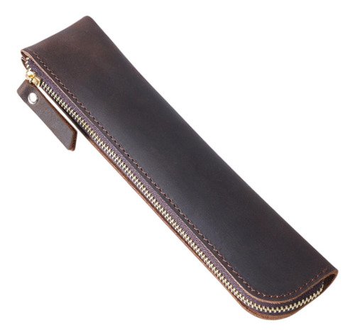 Bolsos De Manga De Cuero De Cuero Pu Bolsillo Marrón Oscuro