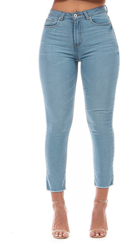 Imagen 3 de 8 de Pantalón Jeans De Mujer Cintura Alta Tobillos Deshilachados