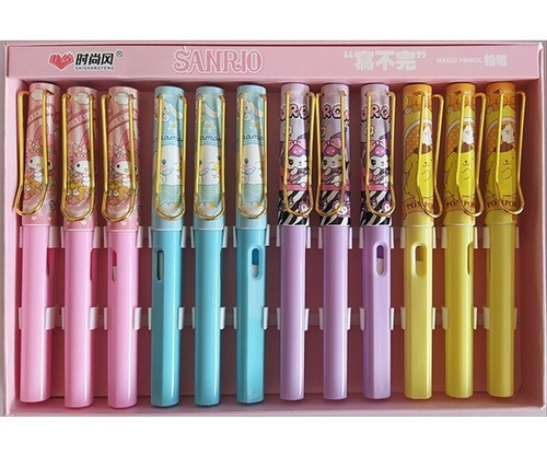 Set 12 Pzas Lápiz Infinito Sanrio Kuromi Cinnamorol Mayoreo