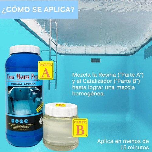Imagen 7 de 10 de Pintura Para Alberca 1kg Larga Durabilidad