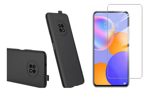 Funda Silicona Goma + Vidrio Para Huawei Y9a