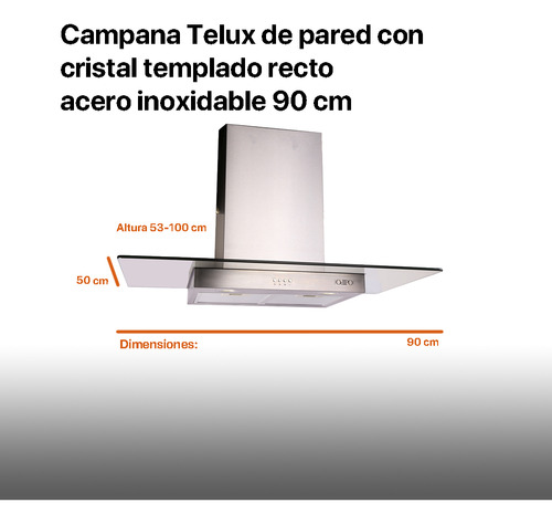 Campana Telux 90cm Tipo Pared 19 Electrónico Crist Recto