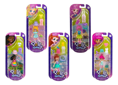 Polly Pocket 5 Muñecas Moda Casual Looks