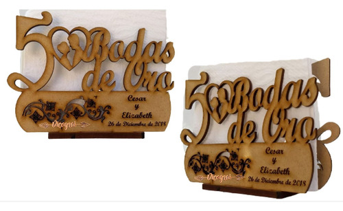 Servilleteros 50 Boda De Oro Grabado Personalizado 40 Pzas