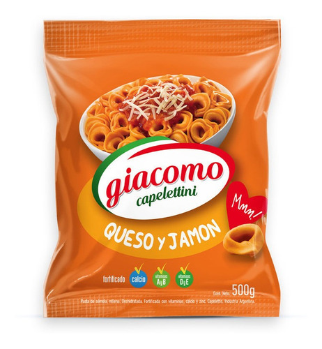 Giacomo Pasta De Semola Capelettini Queso Y Jamon 500 Gr