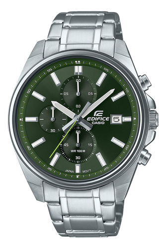 Reloj Hombre Casio Efv-610d-3cvudf Edifice Color de la correa Plateado Color del bisel Plateado Color del fondo Verde