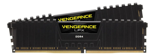 Memoria RAM Vengeance LPX gamer color negro 16GB 2 Corsair CMK16GX4M2A2400C14
