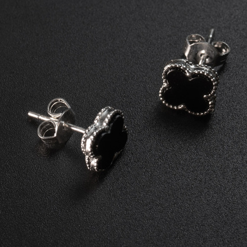 Broqueles Trébol Estilo Van Cleef Plata 925