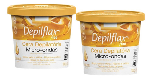 Kit 2 Ceras De Microondas Depilação Natural Depilflax 100g
