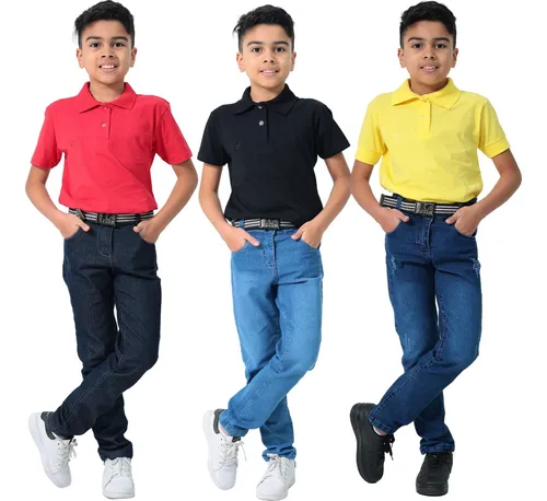 comprar  Kit 3 Calças Jeans Infantil Juvenil Masculina 02 Ao 16 