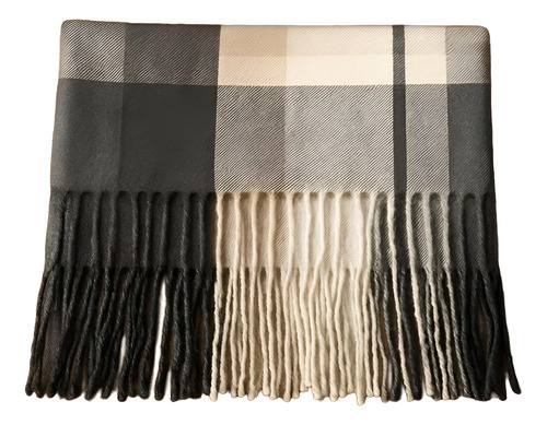 Cachecol Xadrez Inverno Echarpe Feminino E Masculino Grande Cinza Claro 68x180cm