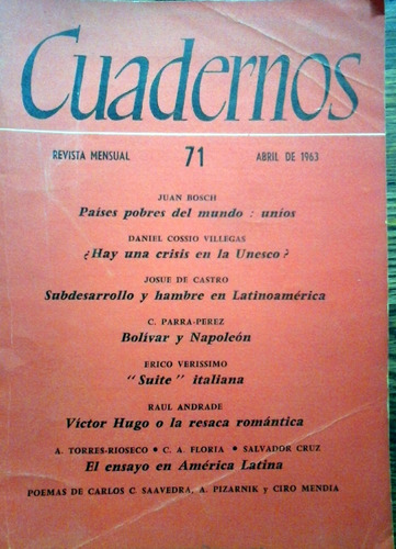 Cuadernos. La Revista Mensual De América Latina. Número 71, 