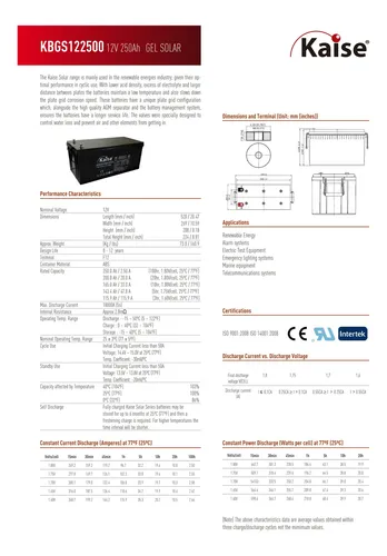 Batería Estacionaria Gel Kaise 250 Ah 12v Sin Mantenimiento