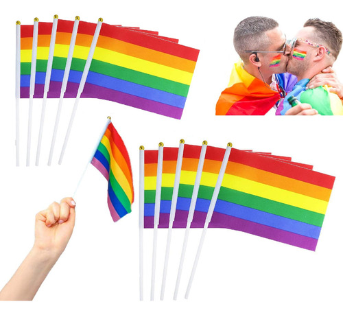 10 Unids Banderines Pride Orgullo Gay Lgbt Bandera Arcoiris