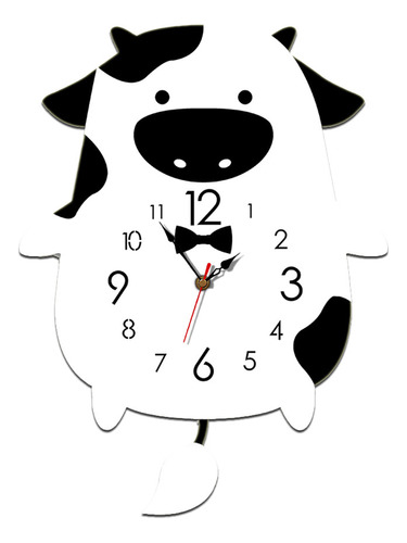 Reloj De Pared Con Forma De Vaca, Diseño De Animal Domés [u]