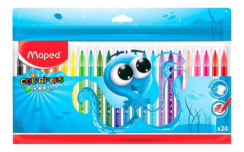 Plumones Color Peps Ocean Maped 845924 Lavables Agua C/24 Pz