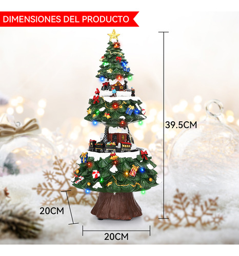 Árbol Navidad De Mesa Para Hogar Con Luces Y Música 41cm