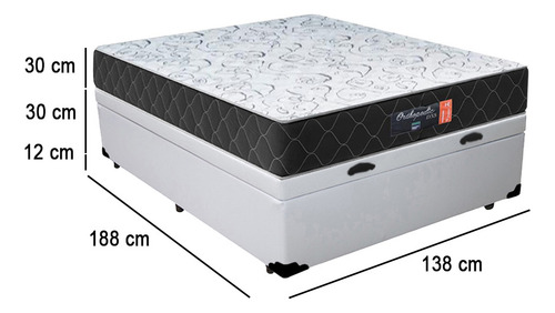 Cama Box Baú Casal + Colchão Semi Ortopédico Extra Firme D33 Cor Branco