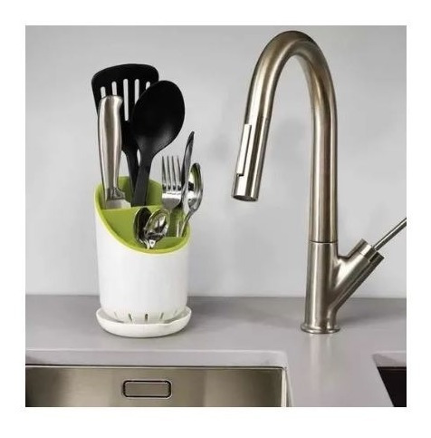 Imagen 2 de 7 de Organizador Escurridor De Cubiertos Con Drenaje Cocina