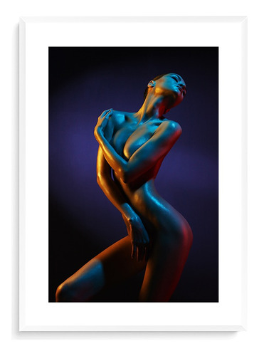 Cuadro Enmarcado Mujer Desnuda Minimalista Con Marco Vidrio