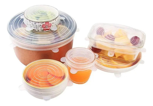 6 Pzas Tapa De Silicona Elástica Flexible Alimentos Cocina