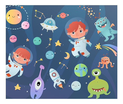 Papel De Parede Adesivo Infantil Astronauta Quarto 804pcm Cor Colorido