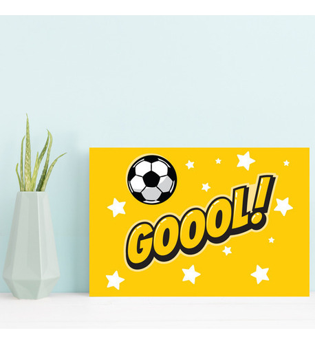 Placa Decorativa Mdf Infantil Futebol Gol Amarelo 30x40