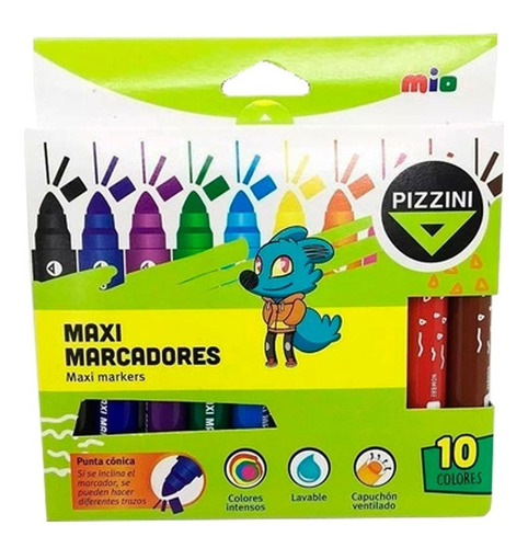Marcadores Pizzini Mio Maxi X 10 Colores Al Agua Lettering