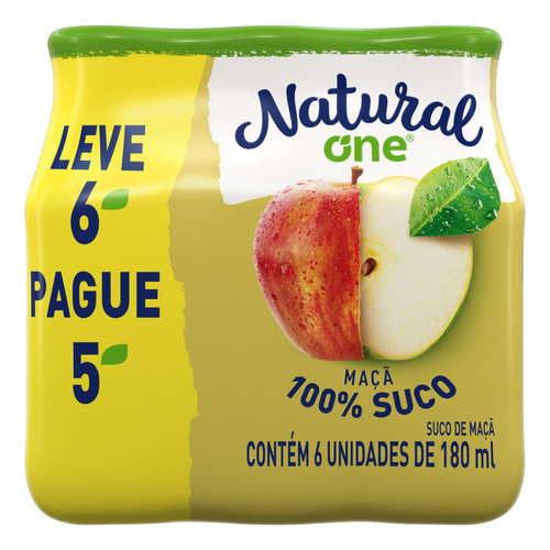 Suco de maçã  Natural One  Ambiente líquido sem glúten 180 ml pack x 6