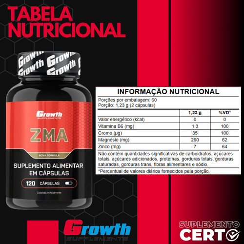Zma Ultra 120 Cápsulas Original Growth Supplements