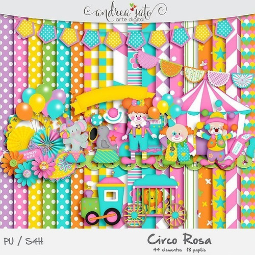 Papeles Digitales #01  ·- As Circo Rosa - Fondos Y Clipart