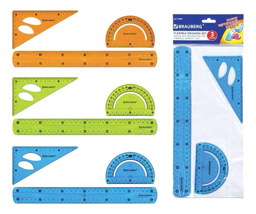 Pack X3 Piezas Geometria Flexibles Colegio Escuela Jardin