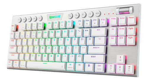 Teclado Gamer Horus Pro Tkl Rgb Sem Fio Branco Layout Usa