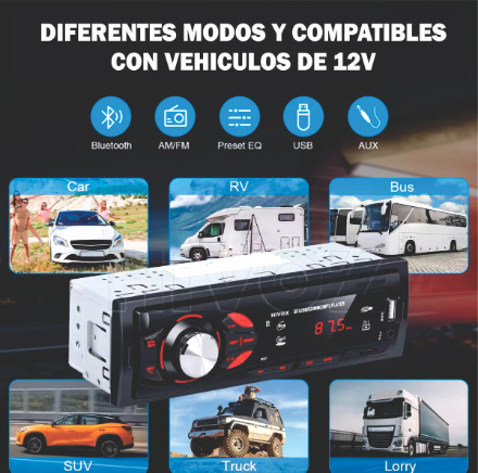 Estereo 1 Din Bluetooth Llamadas Reproductor Mp3 Aux/usb/tf