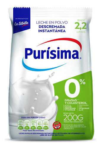  Leche En Polvo Purísima Descremada X 200g