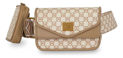 Cangurera Para Mujer Cloe Estampado De Monograma Y Monedero Color Beige