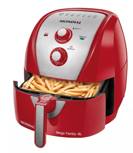 Freidora Air Fryer, 8 litros, 1900 W, Afn-80-Ri, color rojo, 110 V, exenta  de aceite