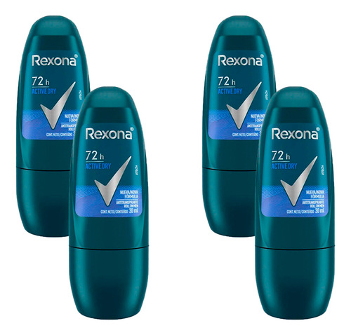 Kit Com 4 Desodorante Roll On Rexona Active Dry 72h Men