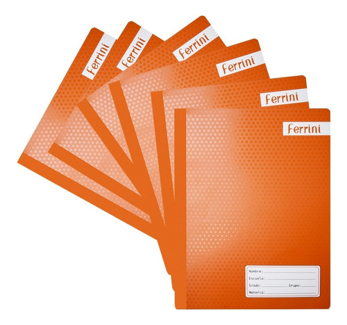 Cuaderno Profesional Cuadro Chico Cosido 100h 6-pack Ferrini Color Naranja