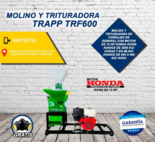 Molino Y Picadora De Forrajes Trapp Trf600 Motor Honda