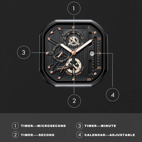 Imagen 4 de 7 de Reloj Cronógrafo Luminoso De Piel De Cuarzo Poedagar