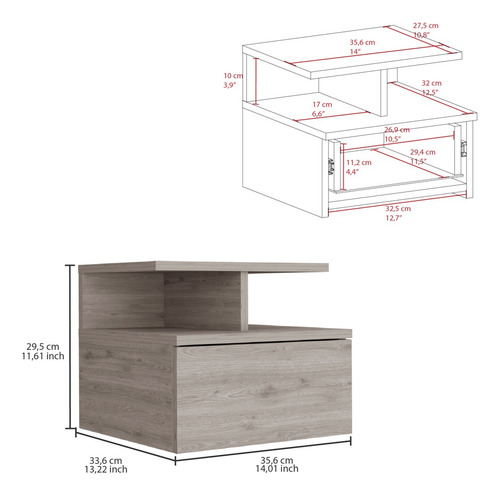 Mueble Dreams 1c-ceniza- Flotante