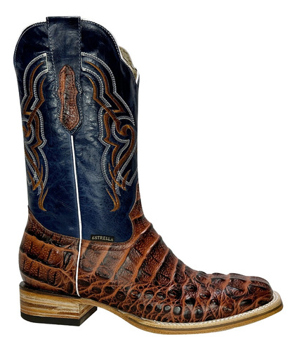 Bota Vaquera Hombre Rodeo Ranchero 100% Piel Nuca Cogñac