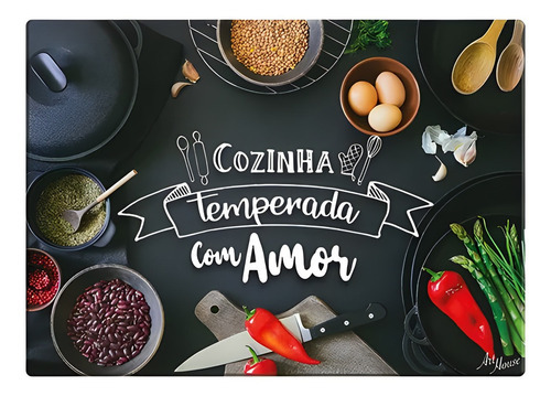 Tabua Vidro Decorada Cozinha 25cmx35cmx4mm Aperitivos, Carne Cor Preto Personalizado