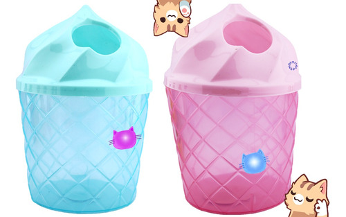 Mini Bote Basura Escritorio Cono Helado Kawai 1 Azul 1 Rosa