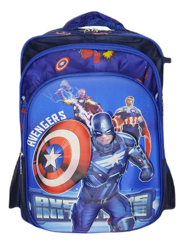 Mochila 3d Con Luz Capitan America En Combo Lapicera + Lonchera