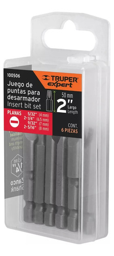 Juego De 6 Puntas Planas Combinadas Largo 2 Truper