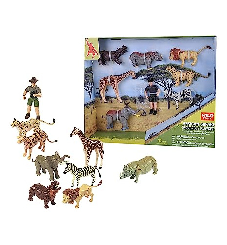 Set De Figuras Móviles Safari, 8 Animales Africanos Y Guía, 