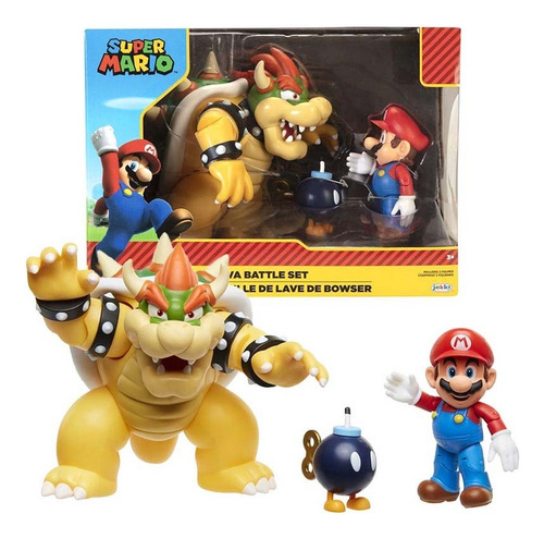 Super Mario Bowser Lava Battle Set Diorama Con 3 Figuras
